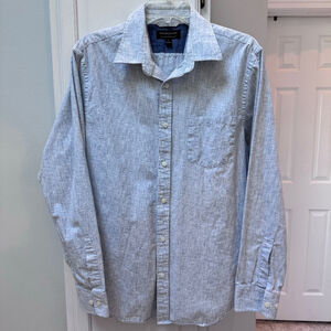 Banana Republic Soft Wash Tailored Slim Fit Shirt, Blue White Crosshatch L